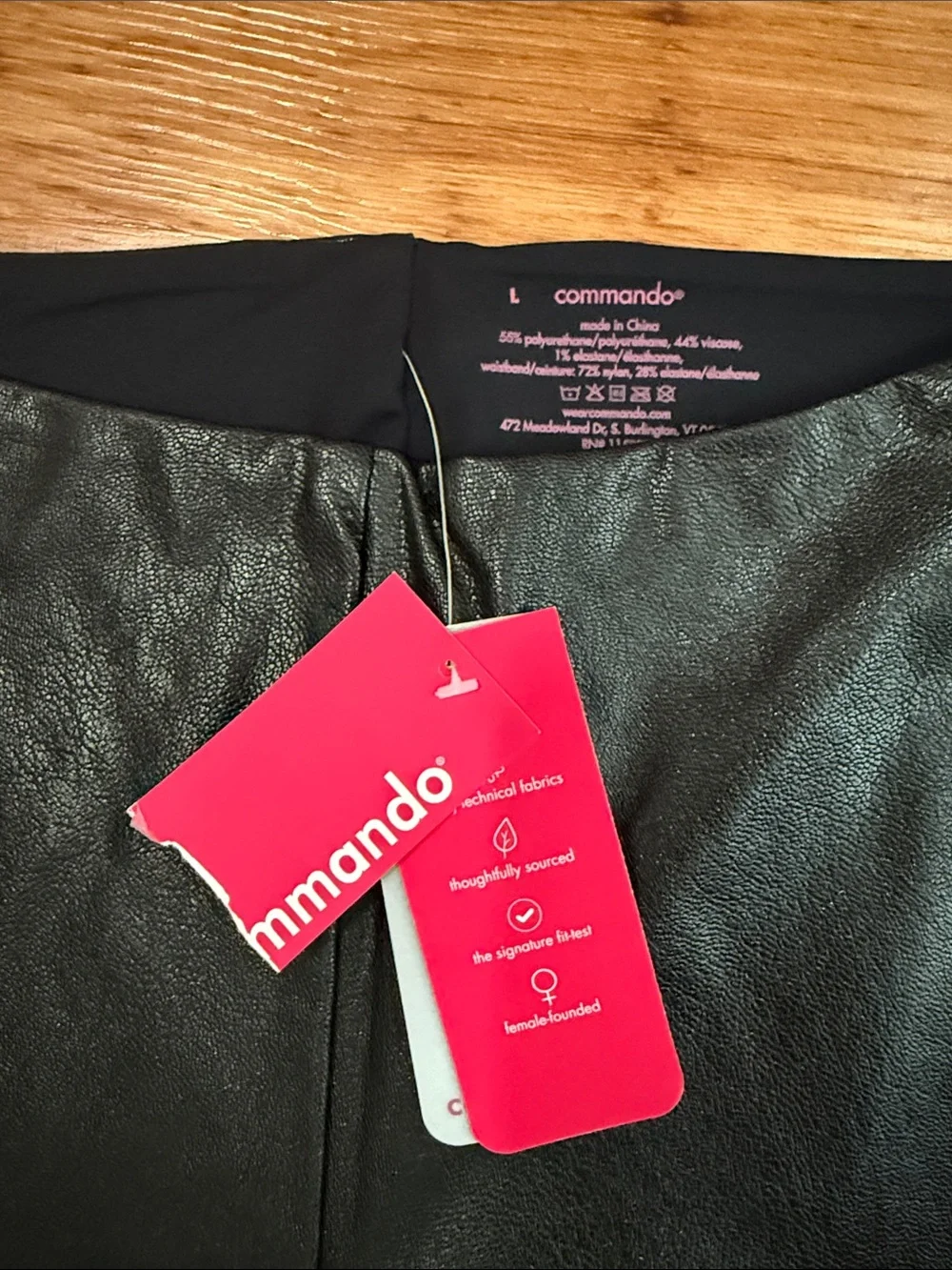 COMMANDO Black Faux Leather Flared Pants Sz L